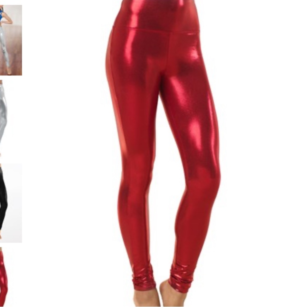BALERA SMALL RED METALLIC FULL LENGTH LEGGINGS DANCE COSTUME PANTS NO DAMAGES